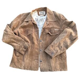 Vintage W2W Sz Medium Washable Brown Suede Jacket Y2K Woman’s Bella Swan